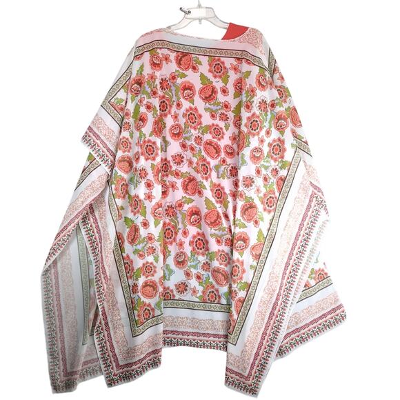 August Max Orange Tank with Sheer Floral Open Kimono Women's Plus Size 2X Korea - Picture 2 of 10